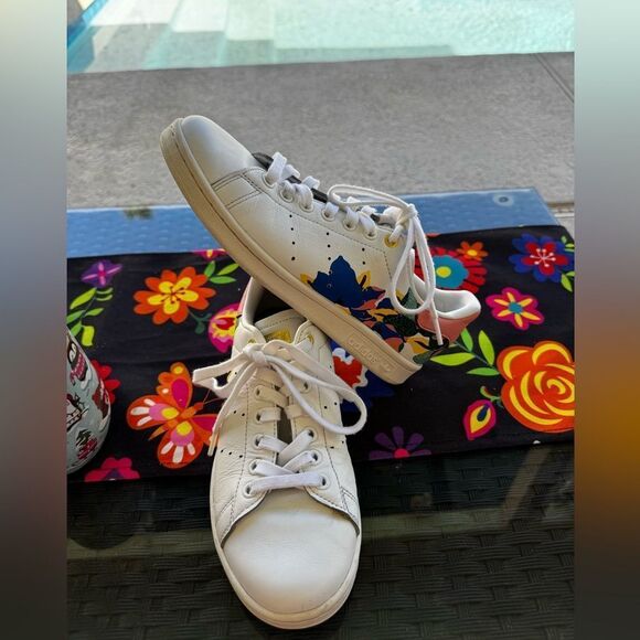 ADIDAS Stan-Smith sneaker, glory pink & metallic gold EUC SZ 6.5 - Picture 2 of 9